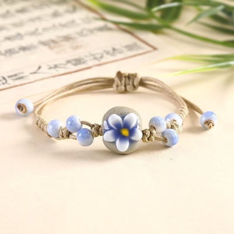 Broken Bridge Handmade Bracelet Ceramic Flower Small Jewelry Street Stall Supply Popular Fashion Bracelet Women's Jewelry