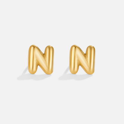 Gold Bubble Letter Earrings