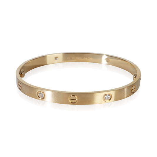 Yellow Gold Diamond Brushed Finished Love Bracelet