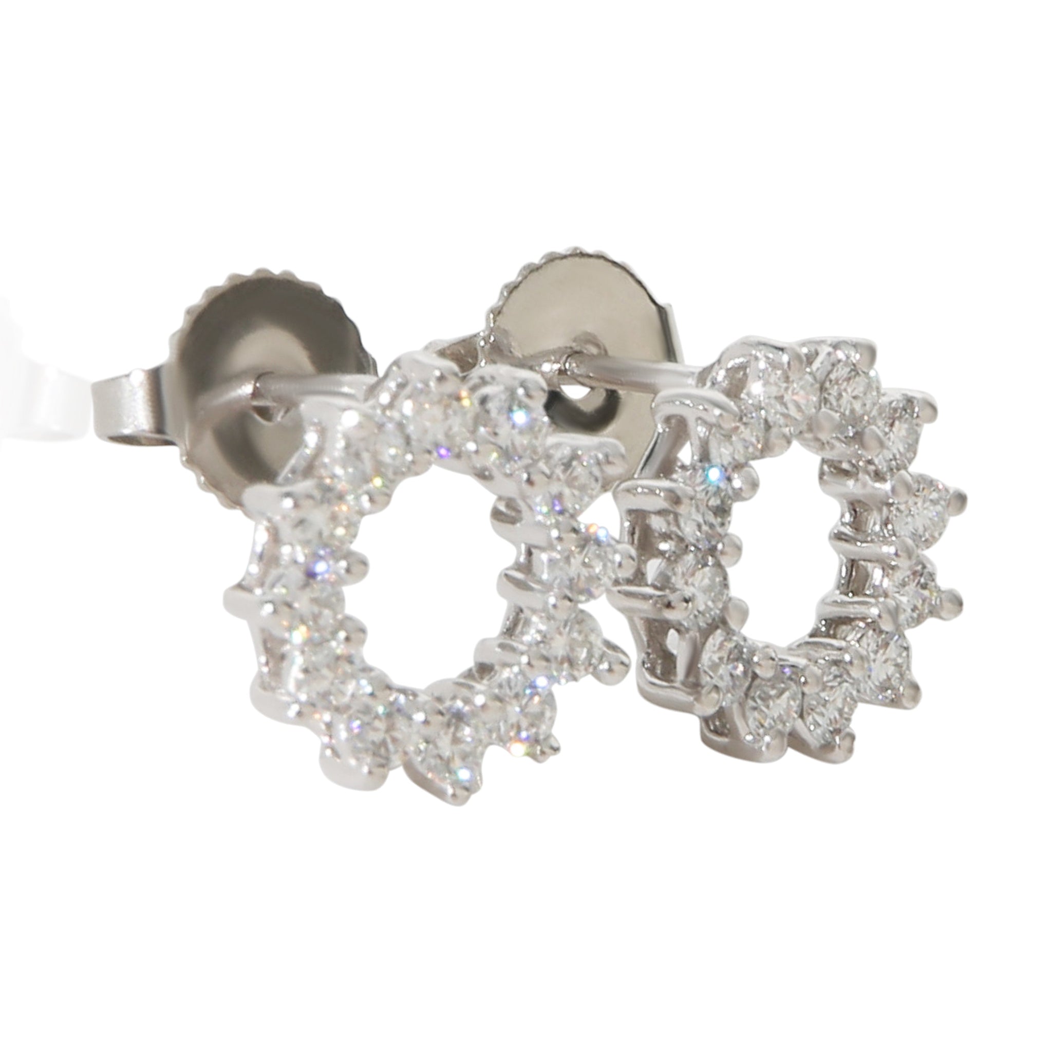 Platinum Diamond Open Circle Earrings