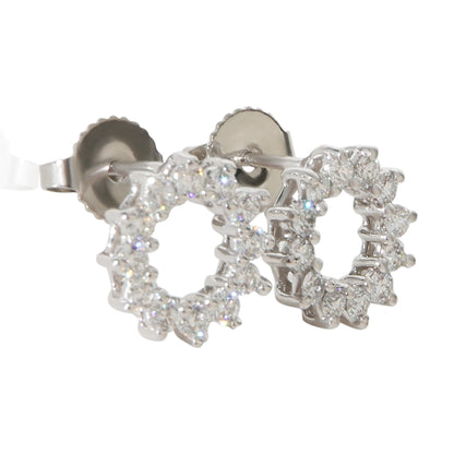 Platinum Diamond Open Circle Earrings