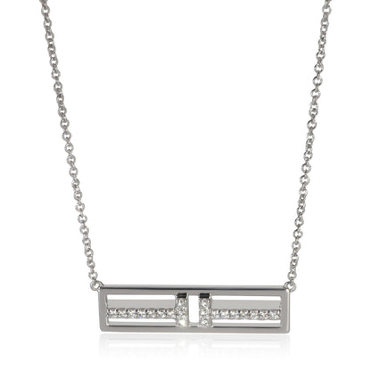 White Gold Diamond Tiffany T Horizontal Bar Pendant