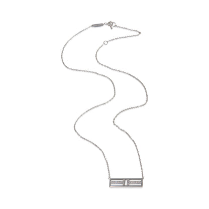 White Gold Diamond Tiffany T Horizontal Bar Pendant