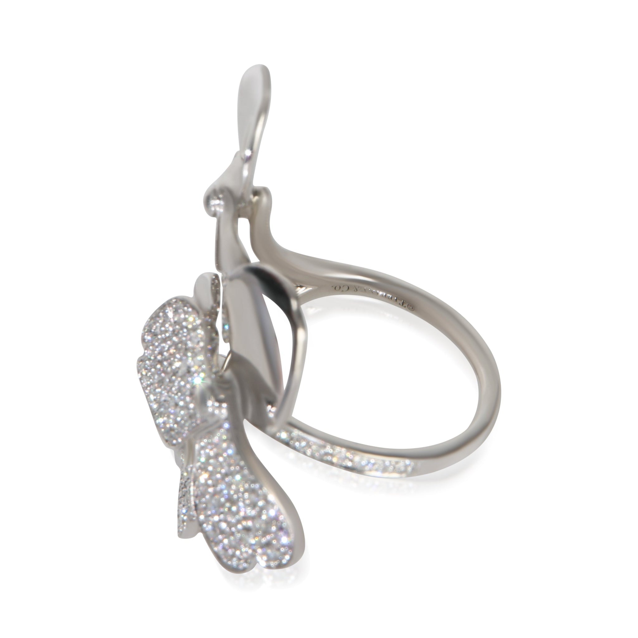 Platinum Diamond Paper Flowers Ring