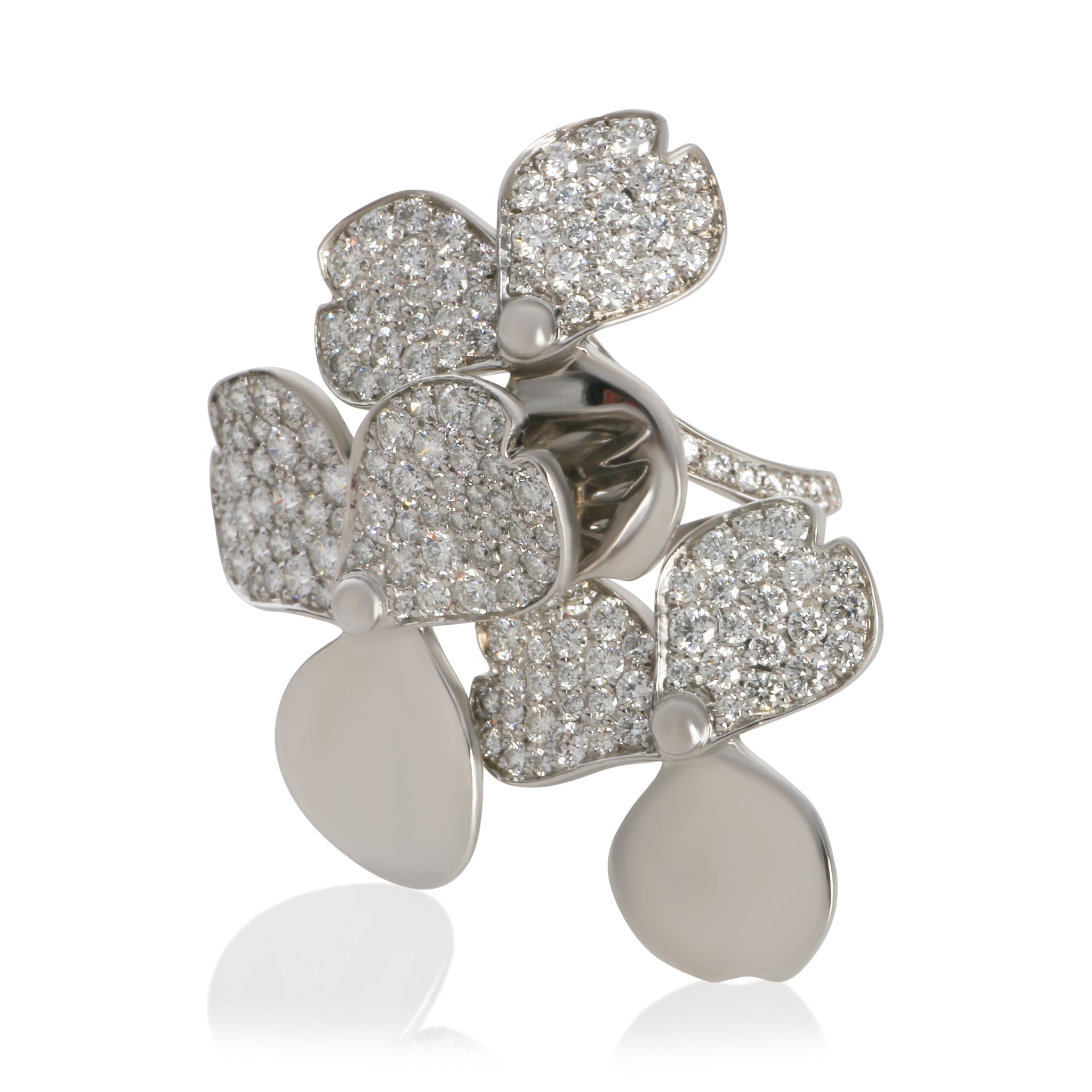 Platinum Diamond Paper Flowers Ring