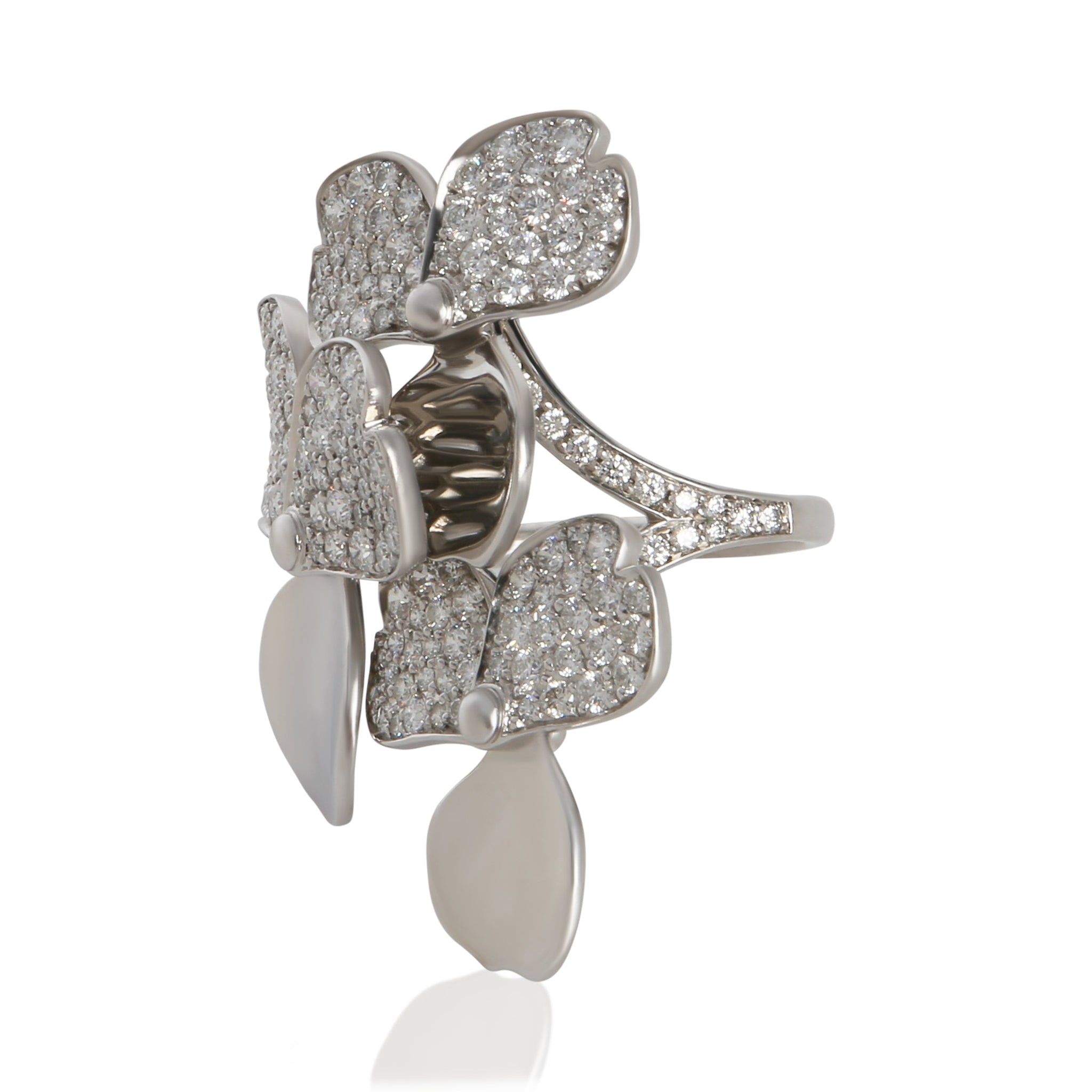Platinum Diamond Paper Flowers Ring