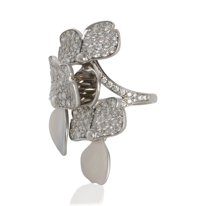 Platinum Diamond Paper Flowers Ring