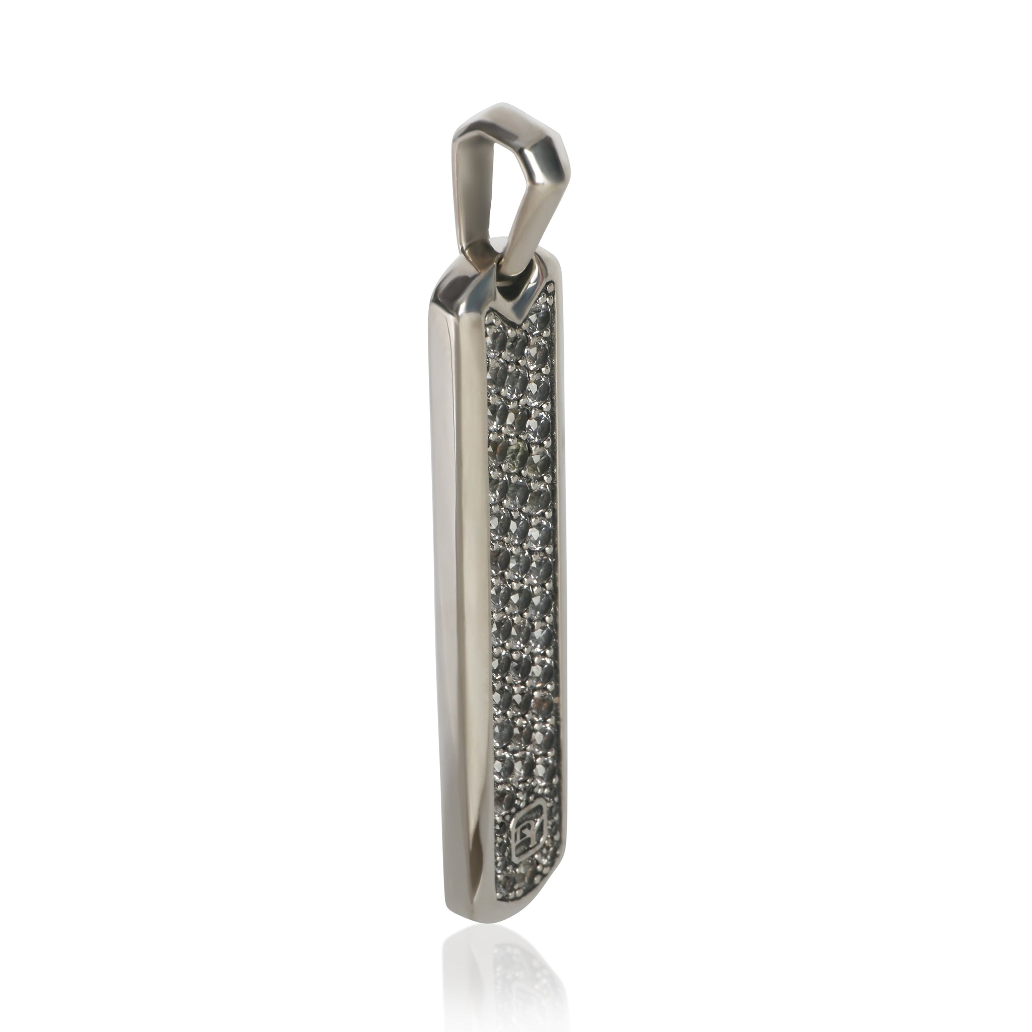 Sterling Silver Sapphire Ingot Dog Tag Pendant