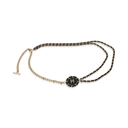Gold-Plated  2016 Leather & Chain Link CC Necklace