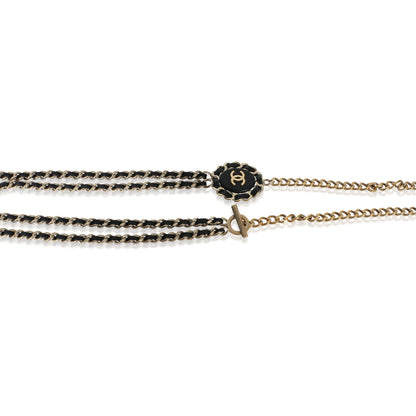 Gold-Plated  2016 Leather & Chain Link CC Necklace