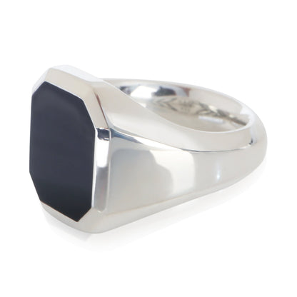 Sterling Silver Onyx Streamline Signet Ring
