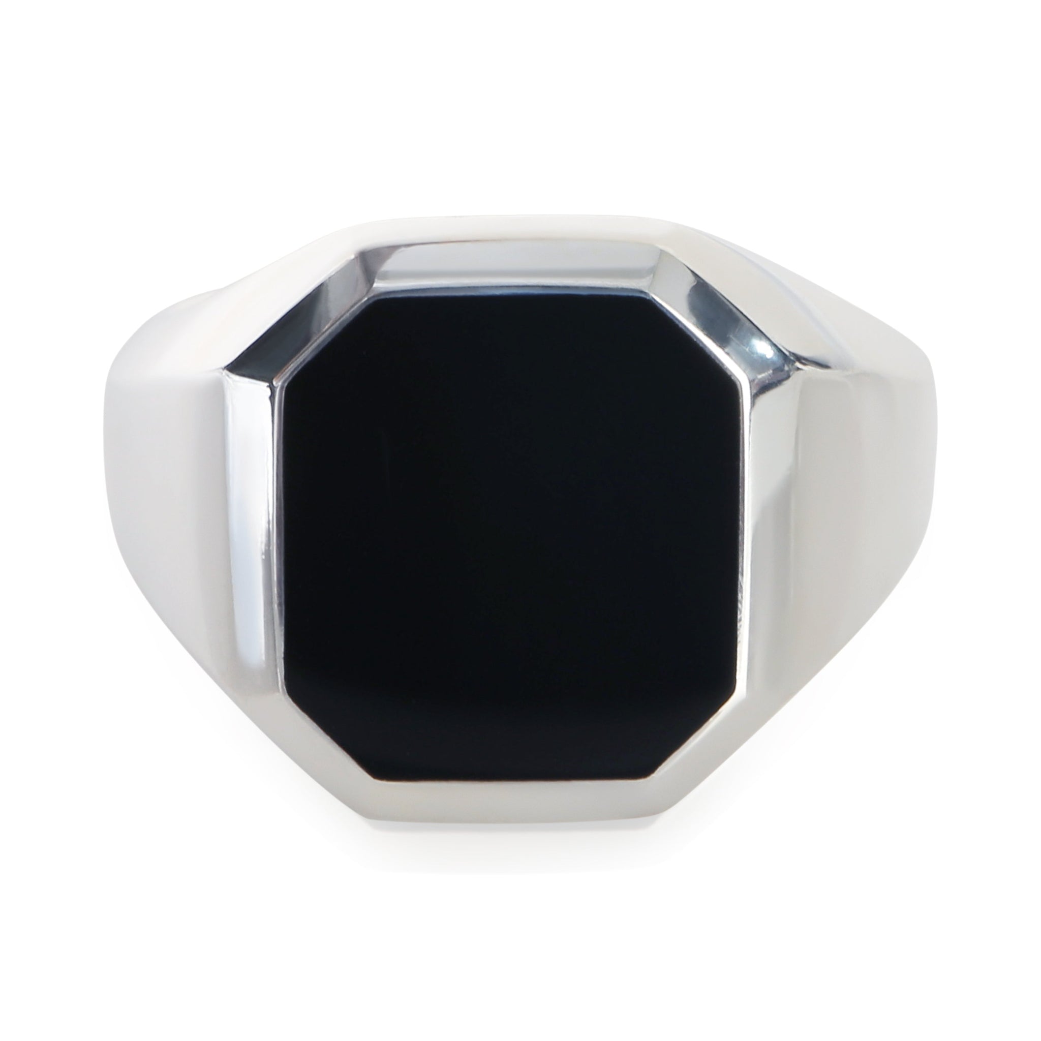 Sterling Silver Onyx Streamline Signet Ring