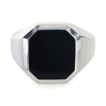 Sterling Silver Onyx Streamline Signet Ring