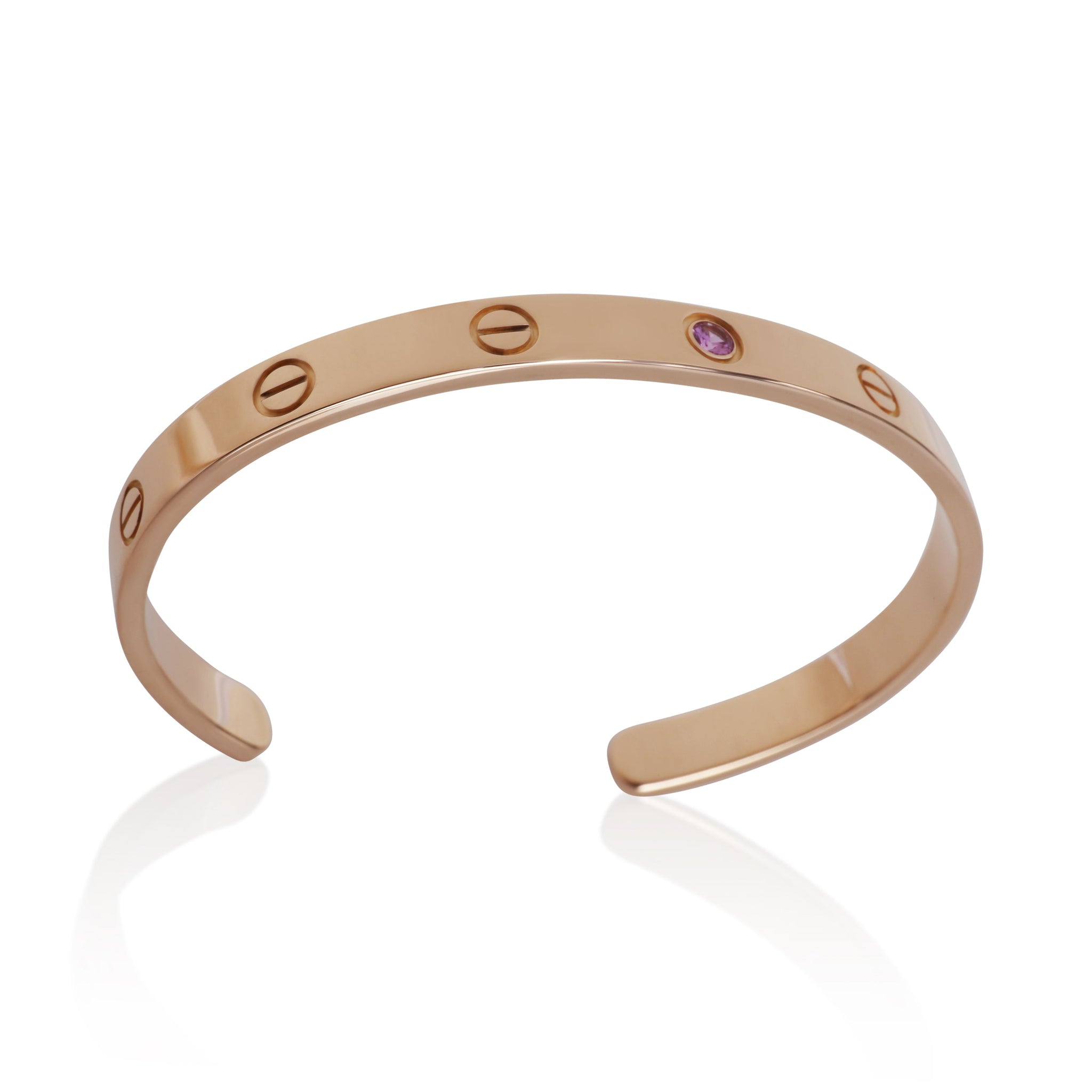 Rose Gold Pink Sapphire Love Cuff Bracelet