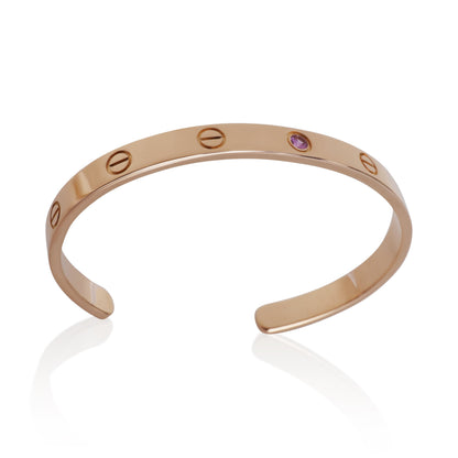 Rose Gold Pink Sapphire Love Cuff Bracelet