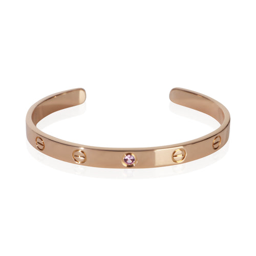 Rose Gold Pink Sapphire Love Cuff Bracelet