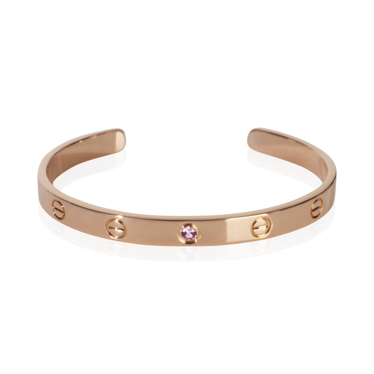 Rose Gold Pink Sapphire Love Cuff Bracelet