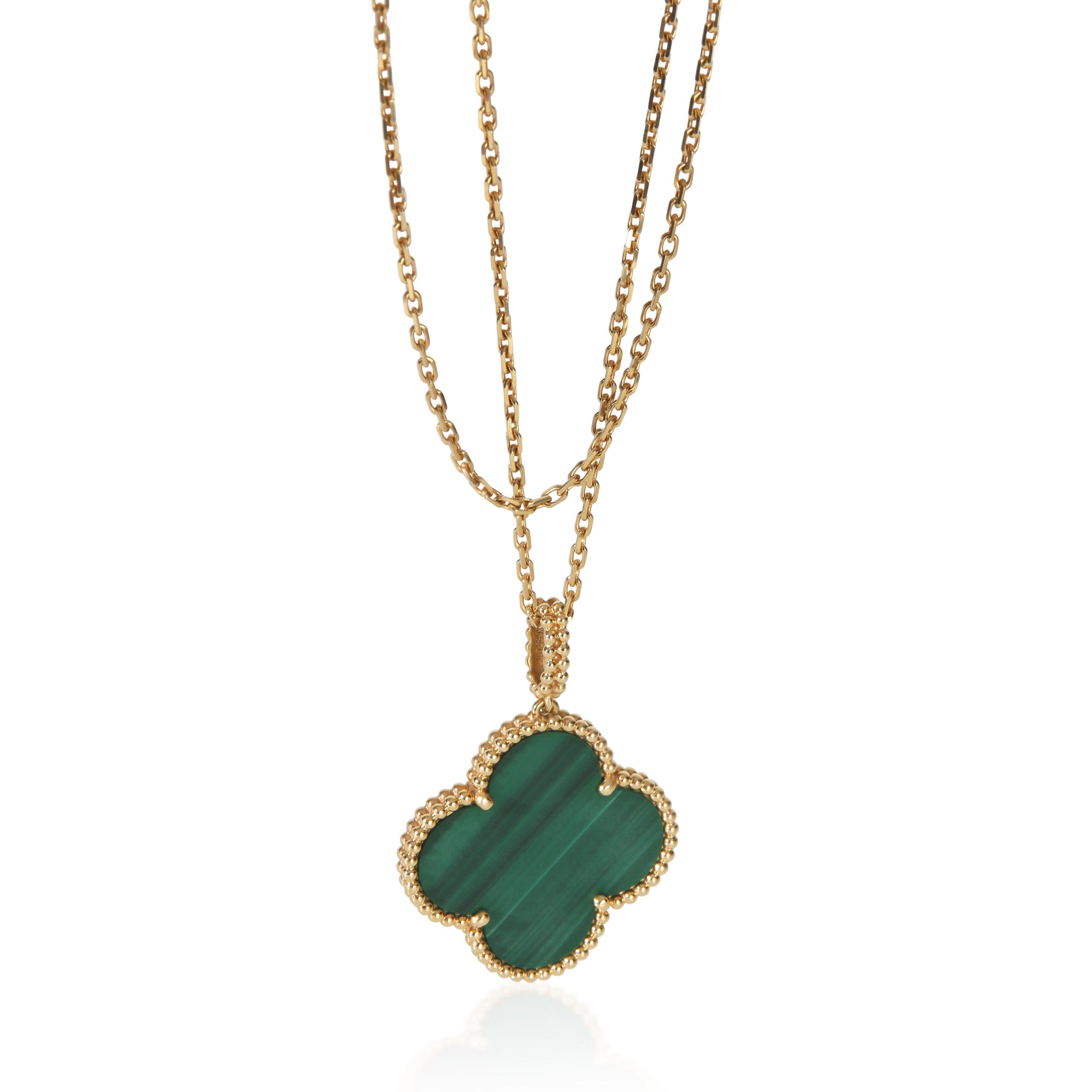 Yellow Gold Malachite Magic Alhambra Necklace