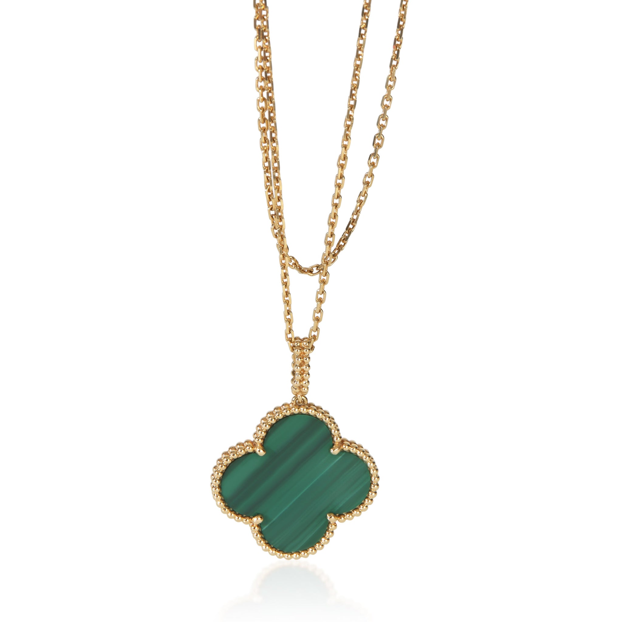 Yellow Gold Malachite Magic Alhambra Necklace