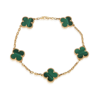 Yellow Gold Malachite Vintage Alhambra Bracelet
