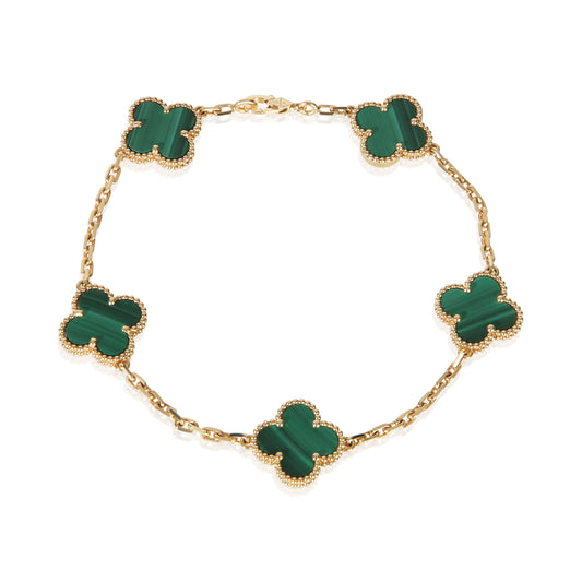 Yellow Gold Malachite Vintage Alhambra Bracelet
