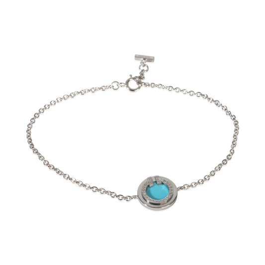 White Gold Turquoise and Diamond Tiffany T Circle Bracelet