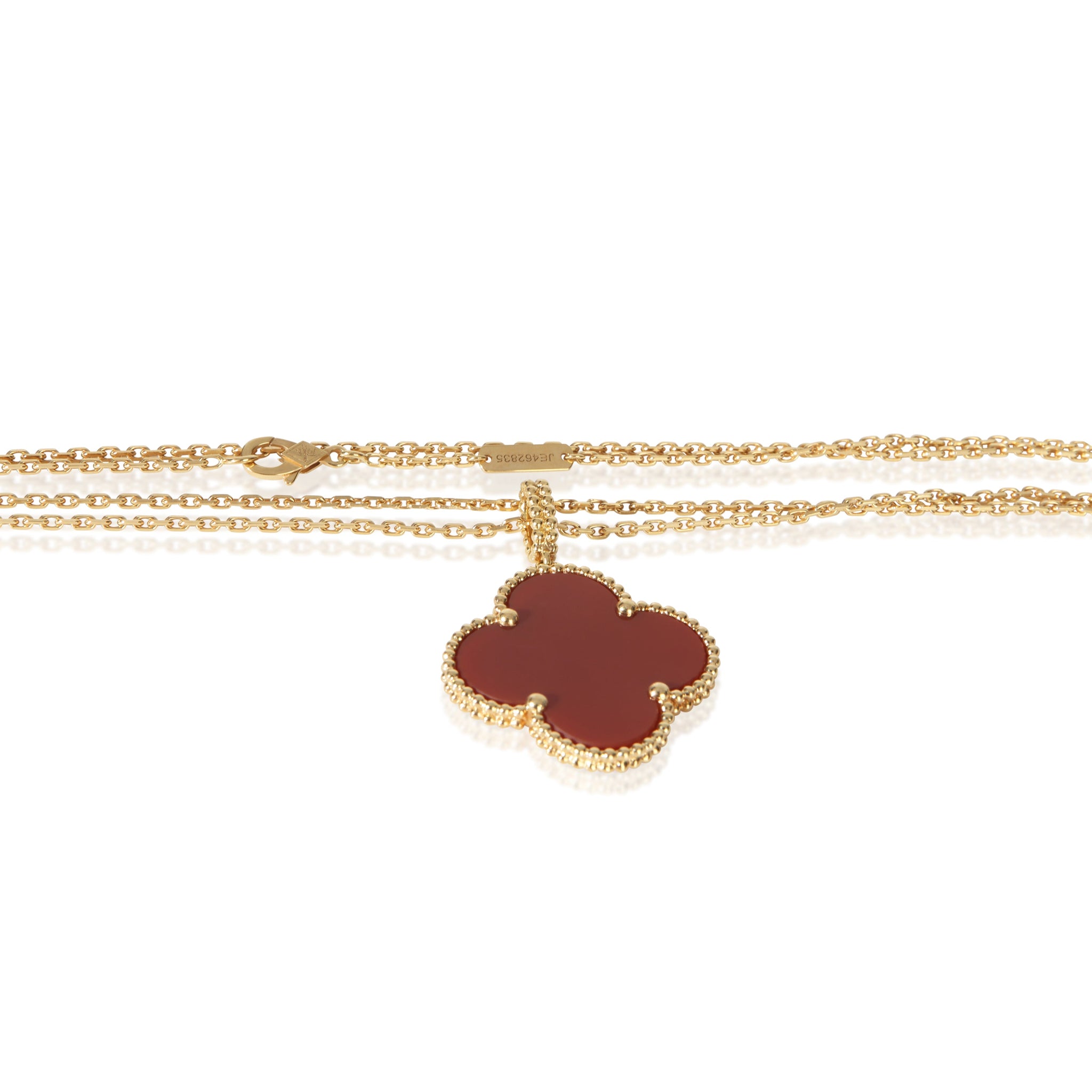 Yellow Gold Carnelian Magic Alhambra Necklace
