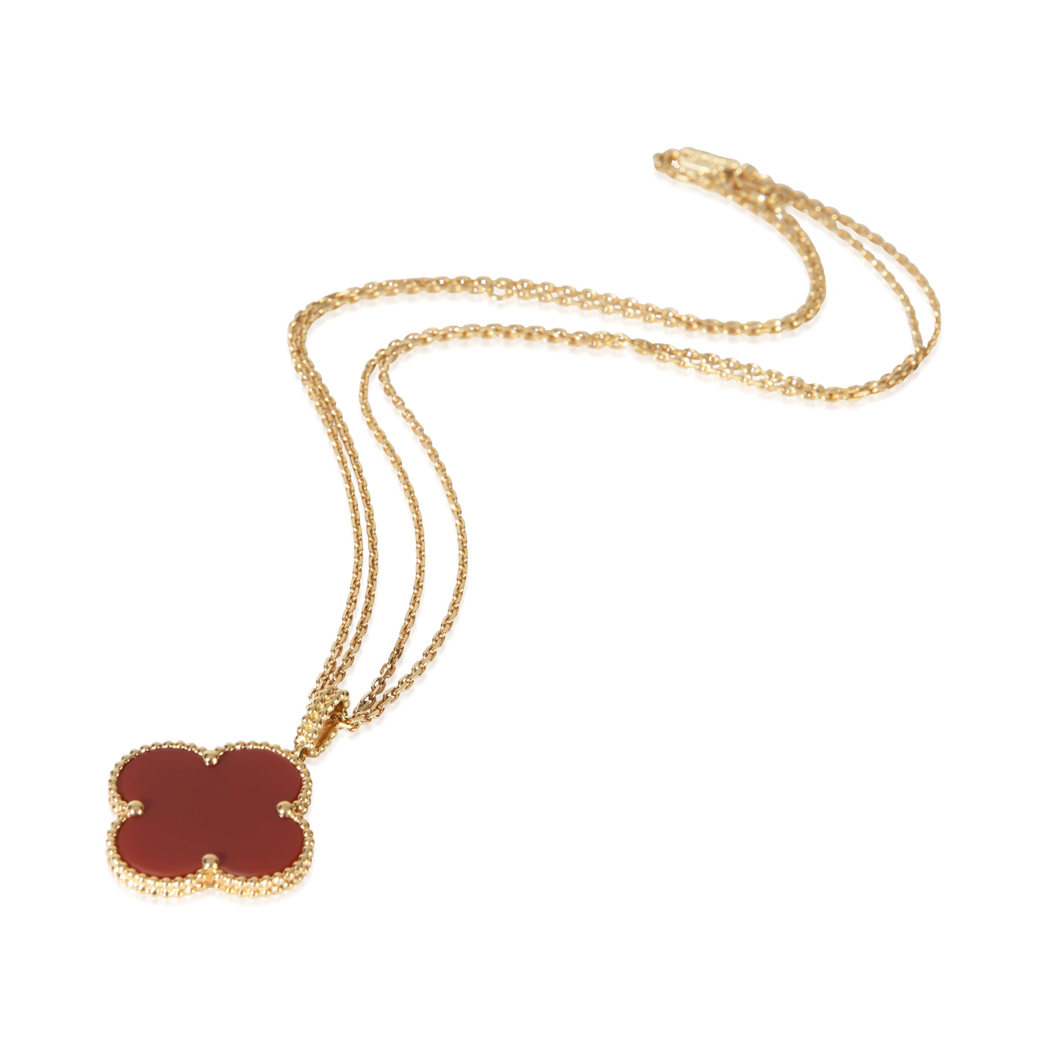Yellow Gold Carnelian Magic Alhambra Necklace