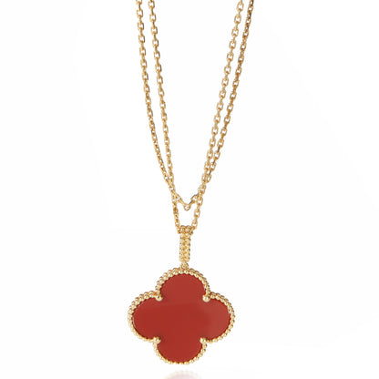 Yellow Gold Carnelian Magic Alhambra Necklace