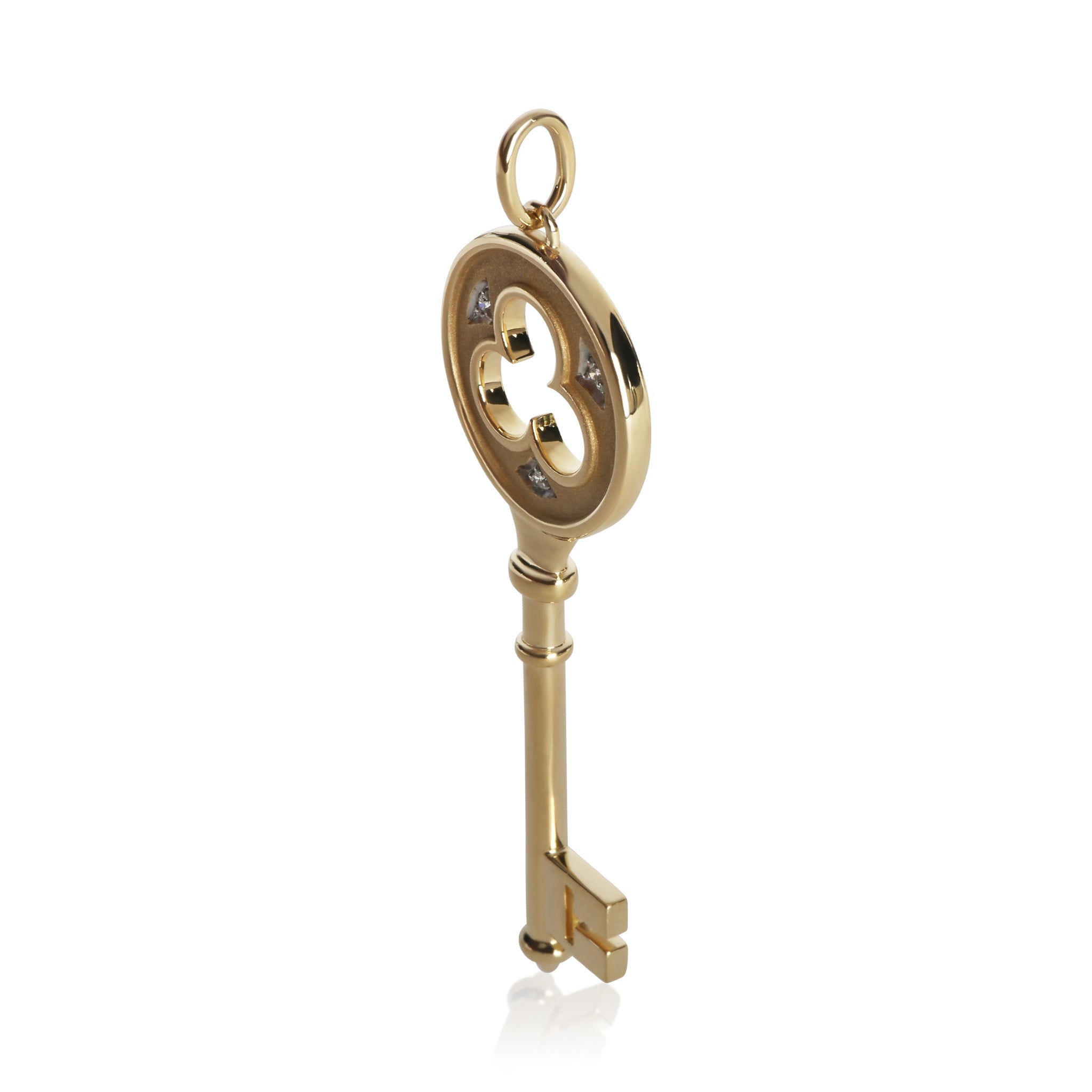 Yellow Gold Diamond Clover Key Pendant
