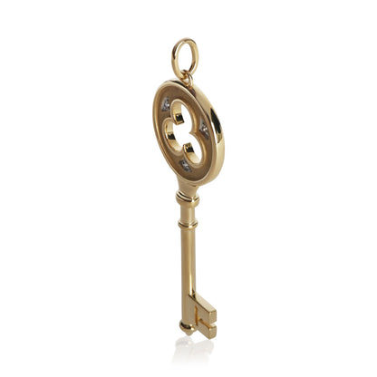 Yellow Gold Diamond Clover Key Pendant