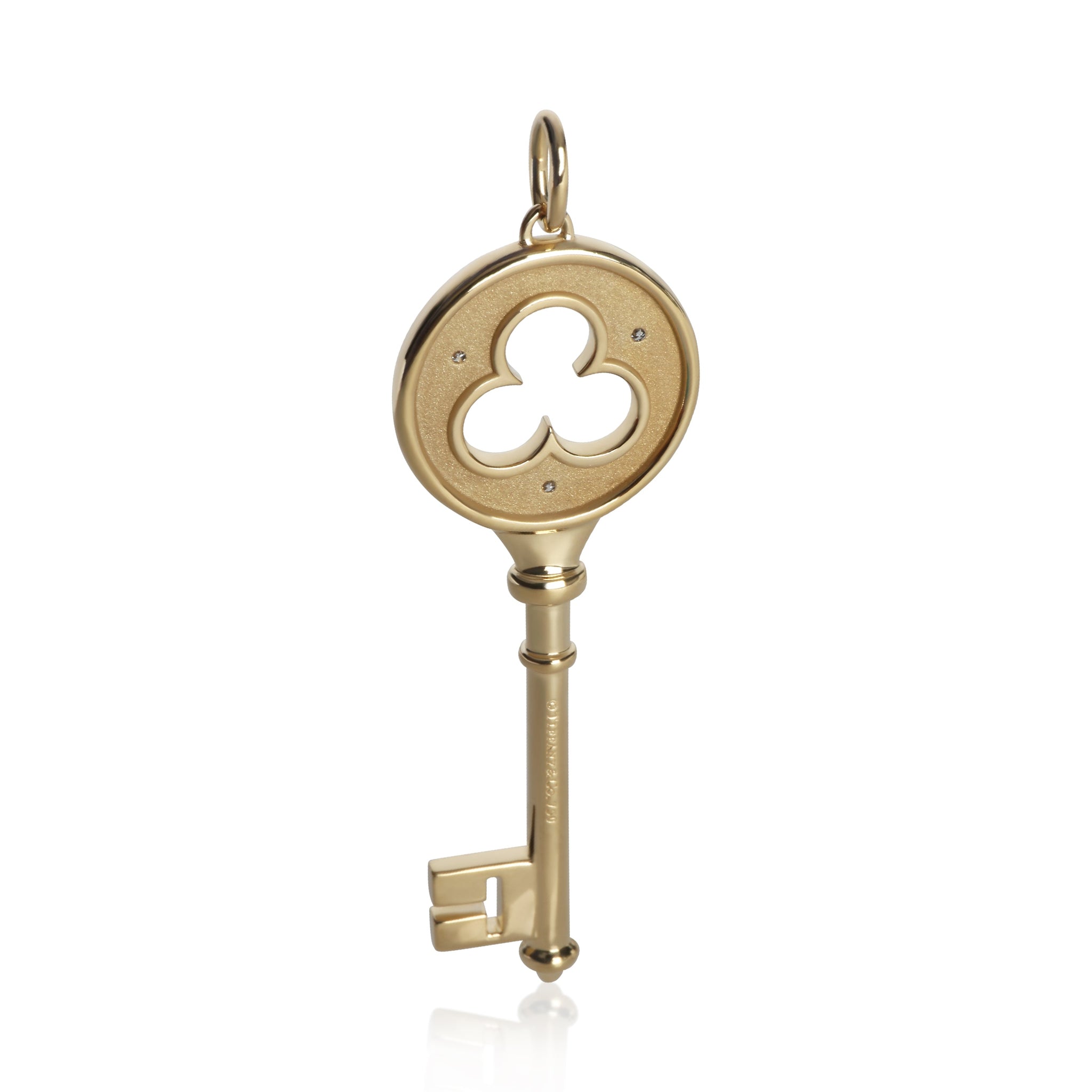 Yellow Gold Diamond Clover Key Pendant
