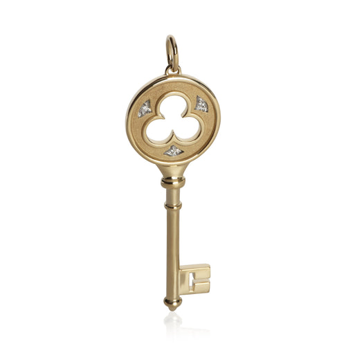 Yellow Gold Diamond Clover Key Pendant