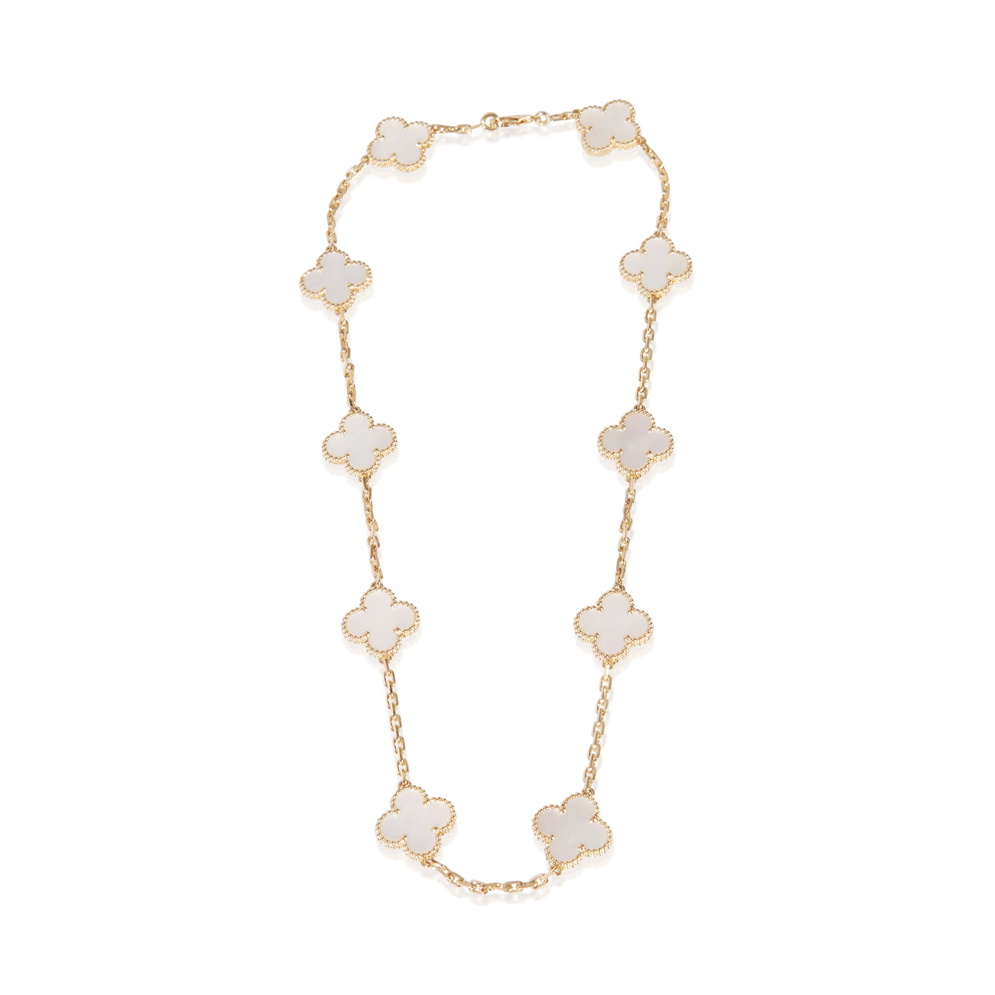 Yellow Gold Mother Of Pearl Vintage Alhambra Necklace