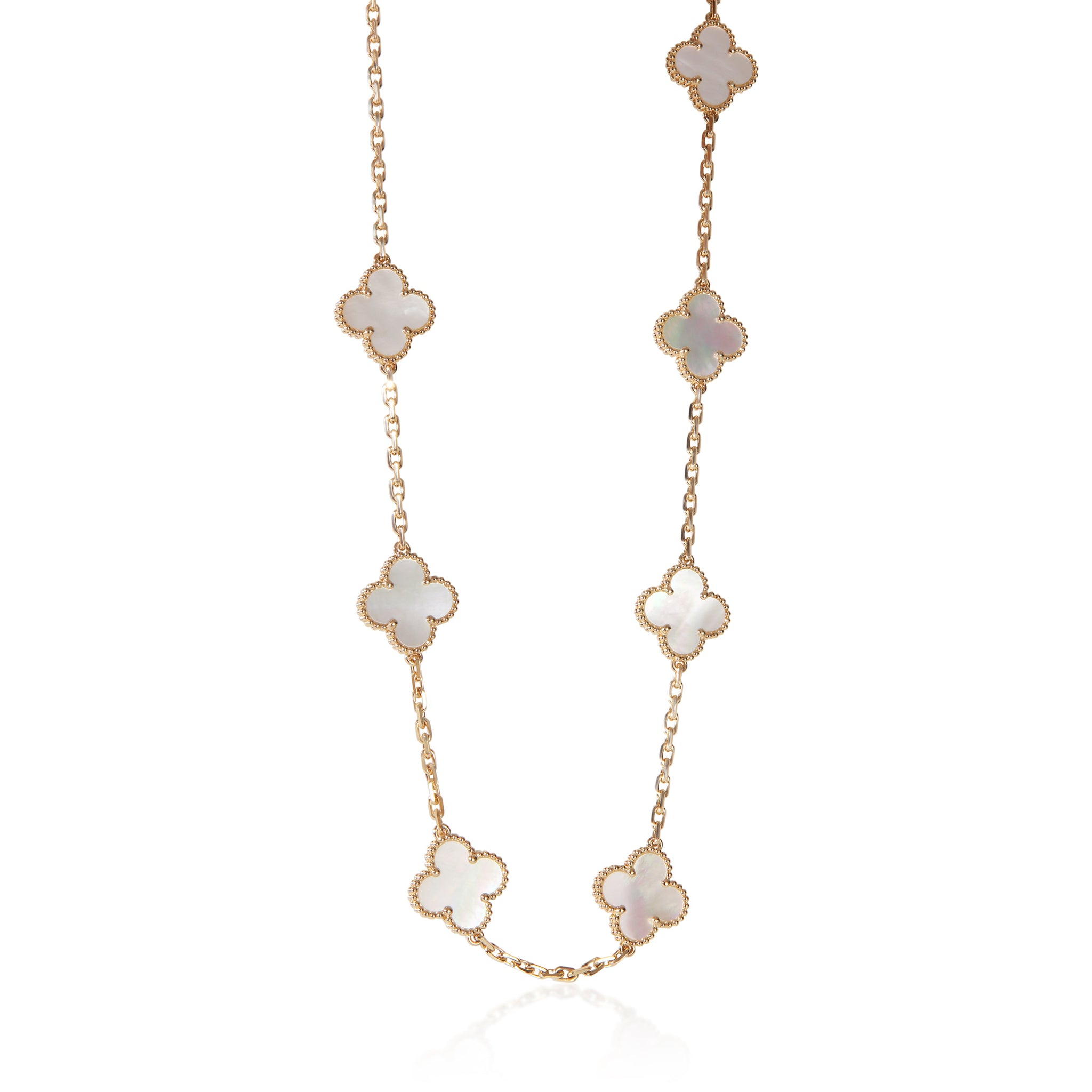 Yellow Gold Mother Of Pearl Vintage Alhambra Necklace