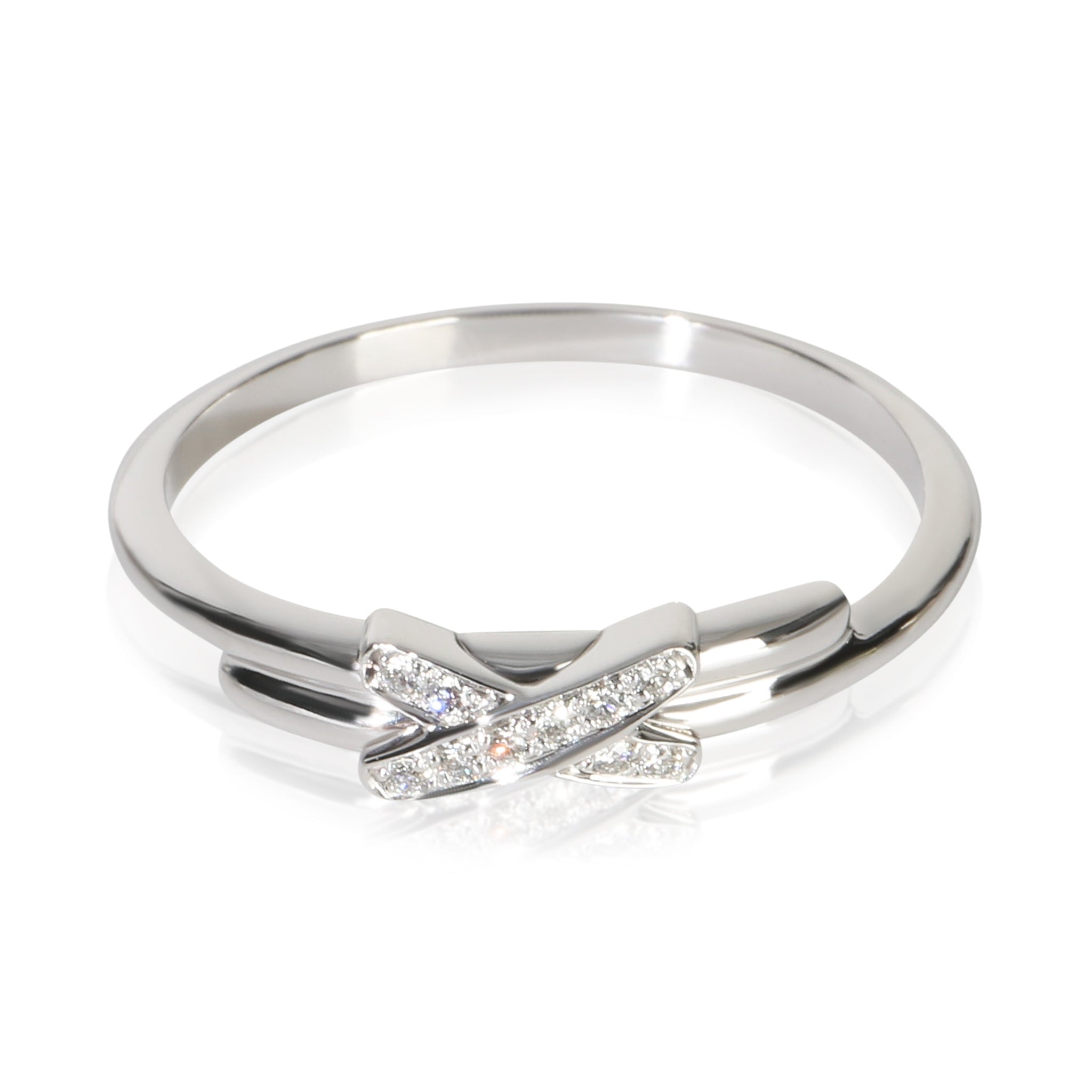 White Gold Diamond Jeux de Liens Ring