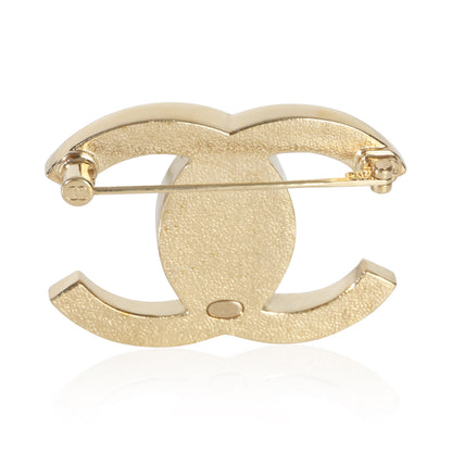 Gold-Plated  2021 Faux Pearl & Strass CC Brooch