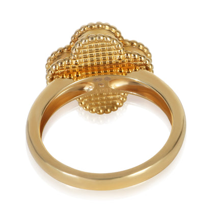 Yellow Gold Mother Of Pearl and Diamond Vintage Alhambra Ring