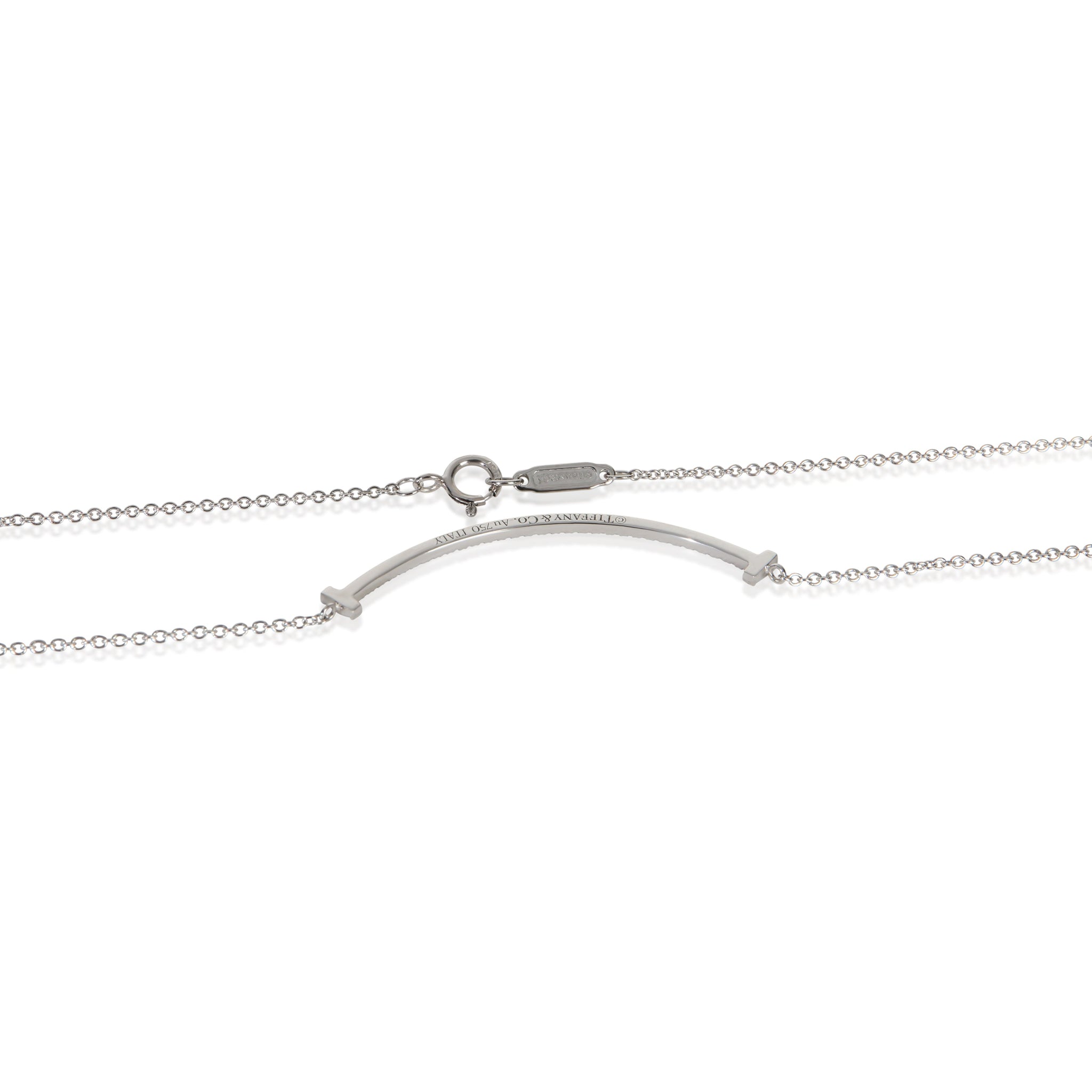 White Gold Diamond Small Model Tiffany T Smile Necklace