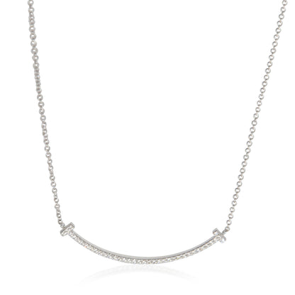 White Gold Diamond Small Model Tiffany T Smile Necklace