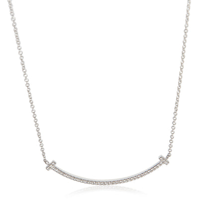 White Gold Diamond Small Model Tiffany T Smile Necklace