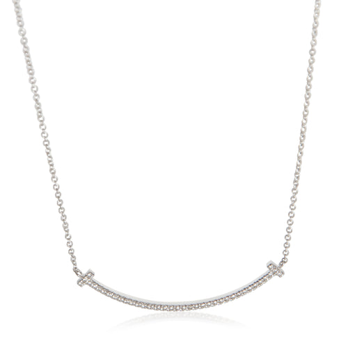 White Gold Diamond Small Model Tiffany T Smile Necklace