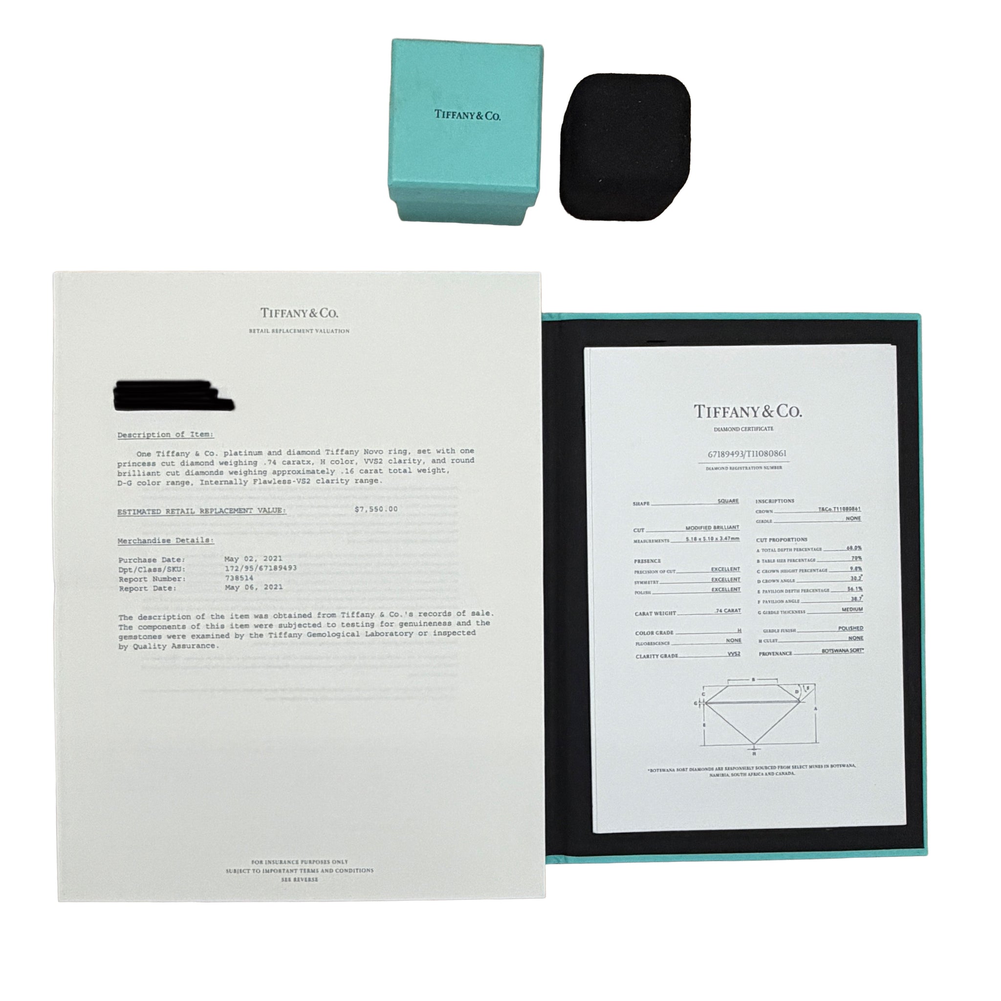 0.74 ct Princess Diamond Novo Engagement Ring