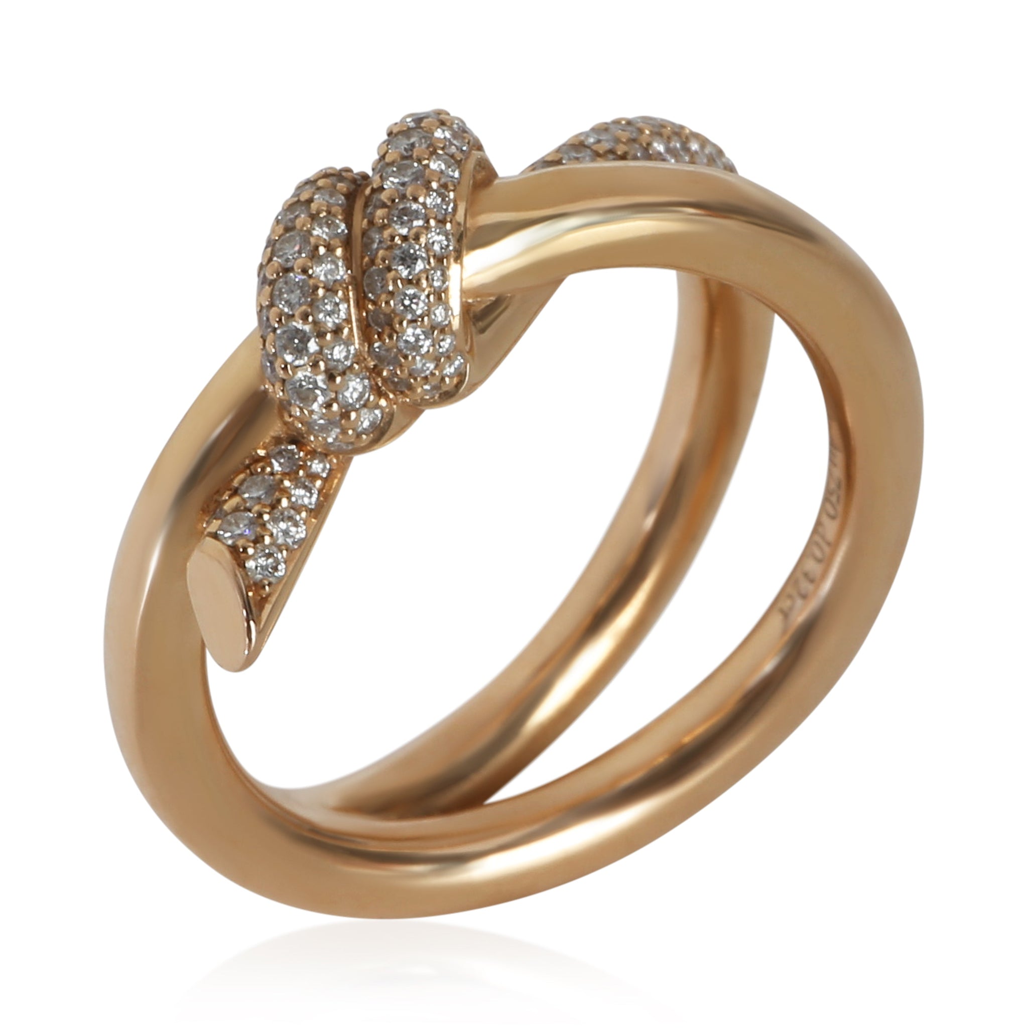 Rose Gold Diamond Double Row Knot Ring
