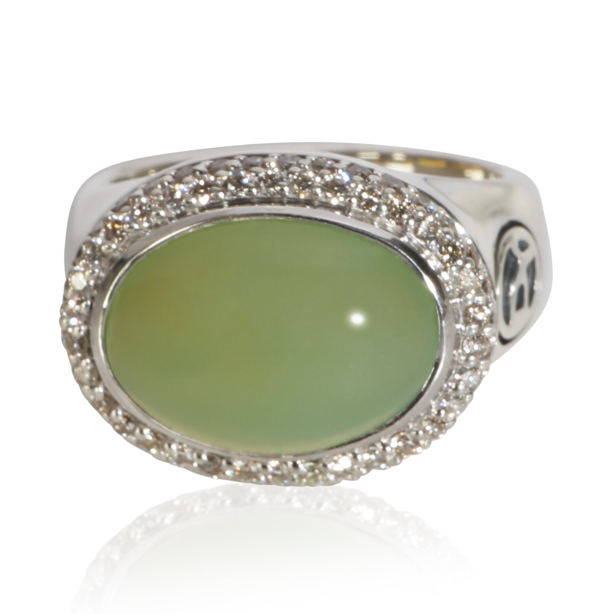 Sterling Silver Chalcedony and Diamond Signature Oval Ring