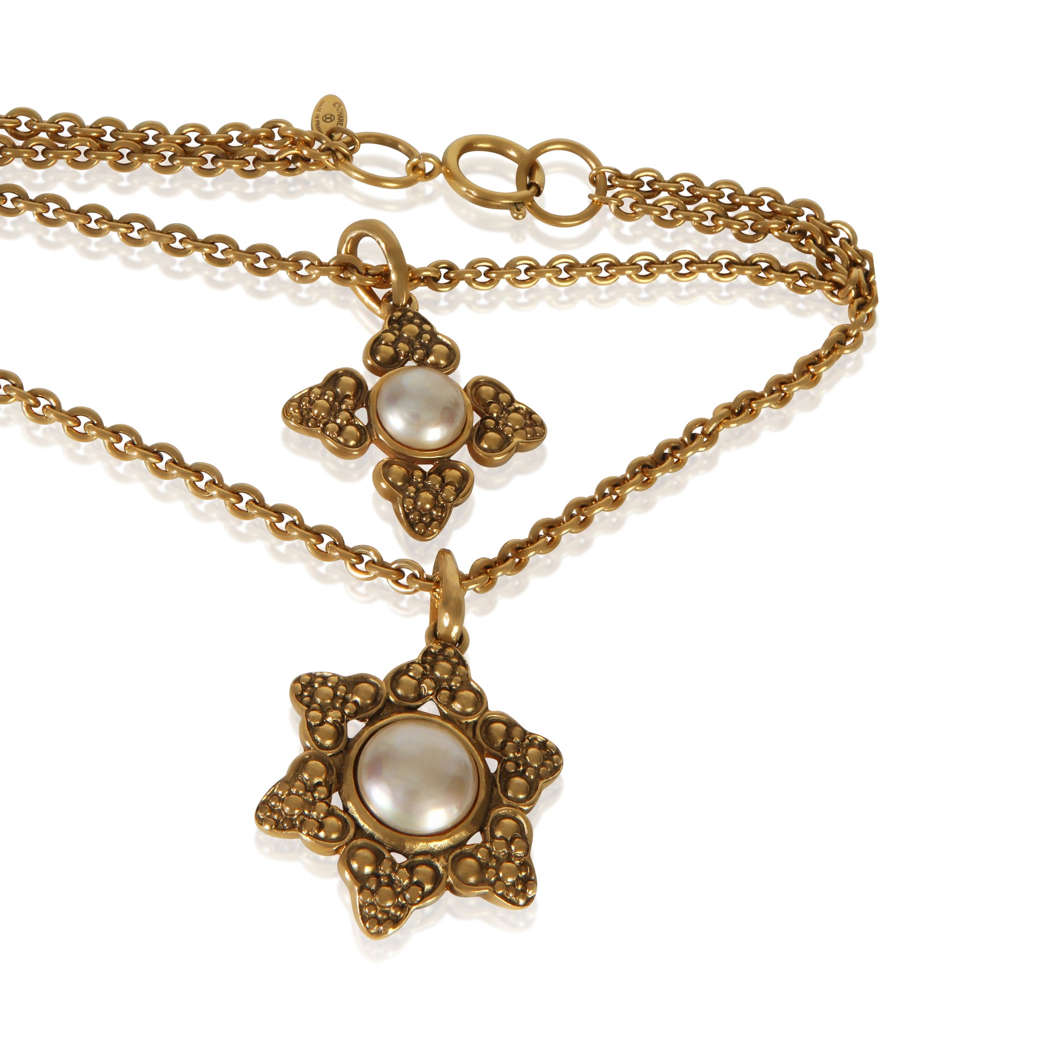 Gold-Plated Vintage Faux Pearl Pendant