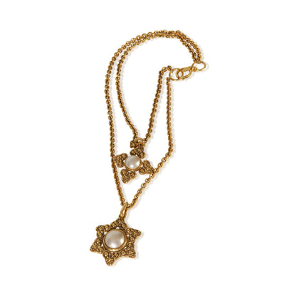 Gold-Plated Vintage Faux Pearl Pendant