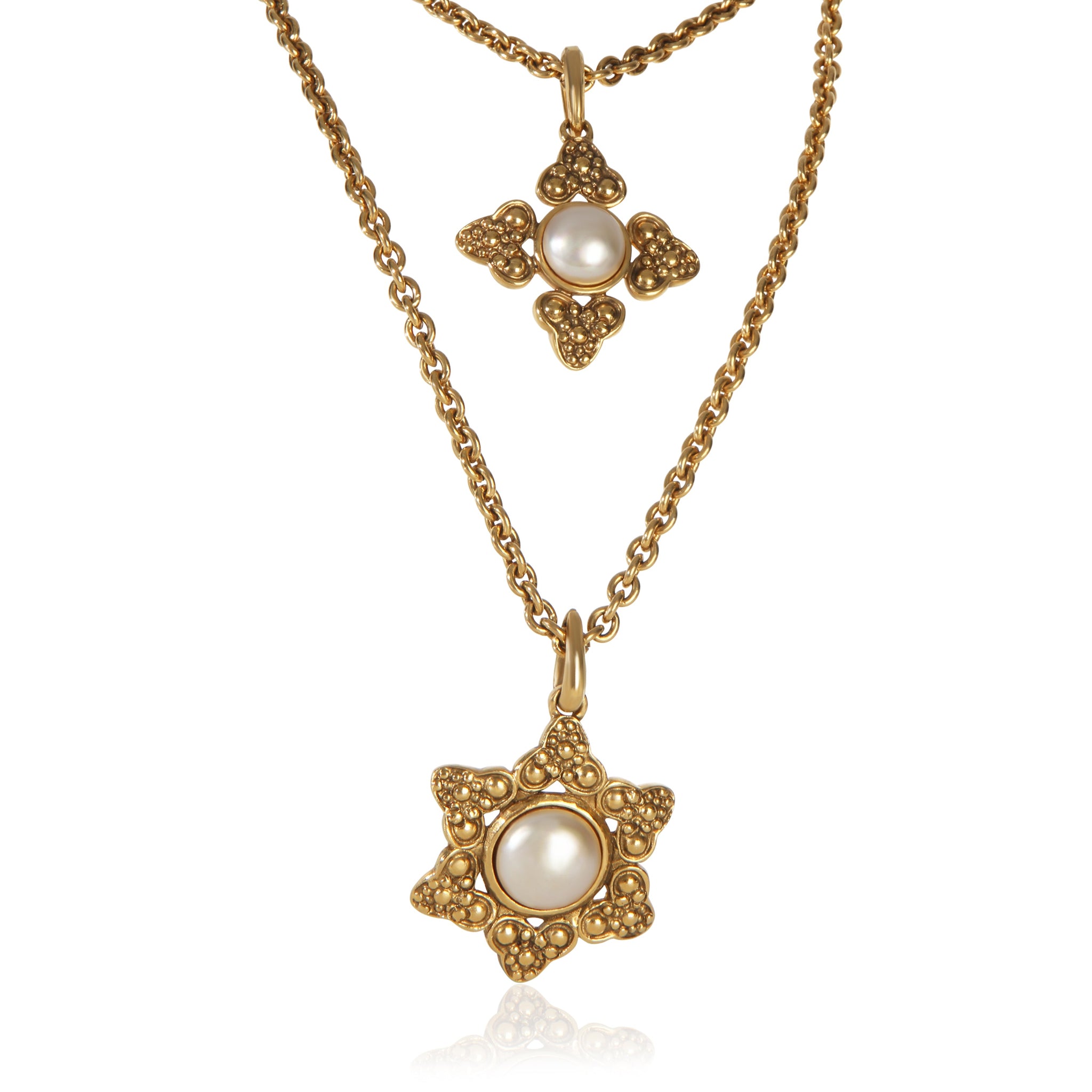 Gold-Plated Vintage Faux Pearl Pendant