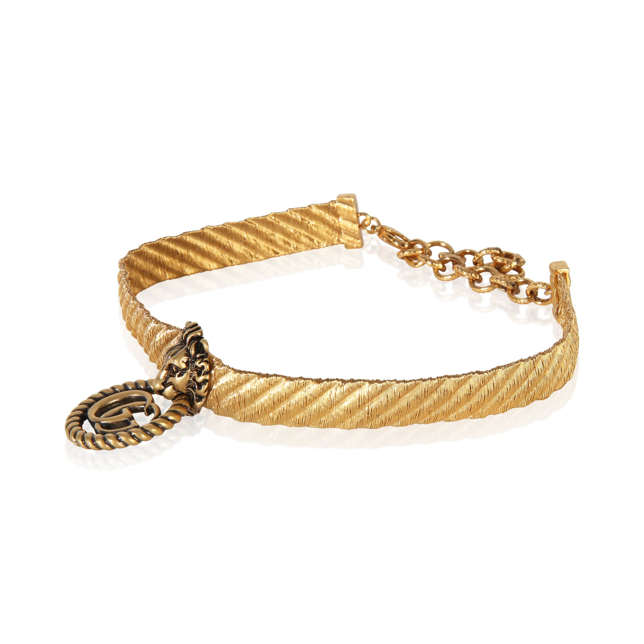 Gold-Plated Lion Head Double G Choker Necklace