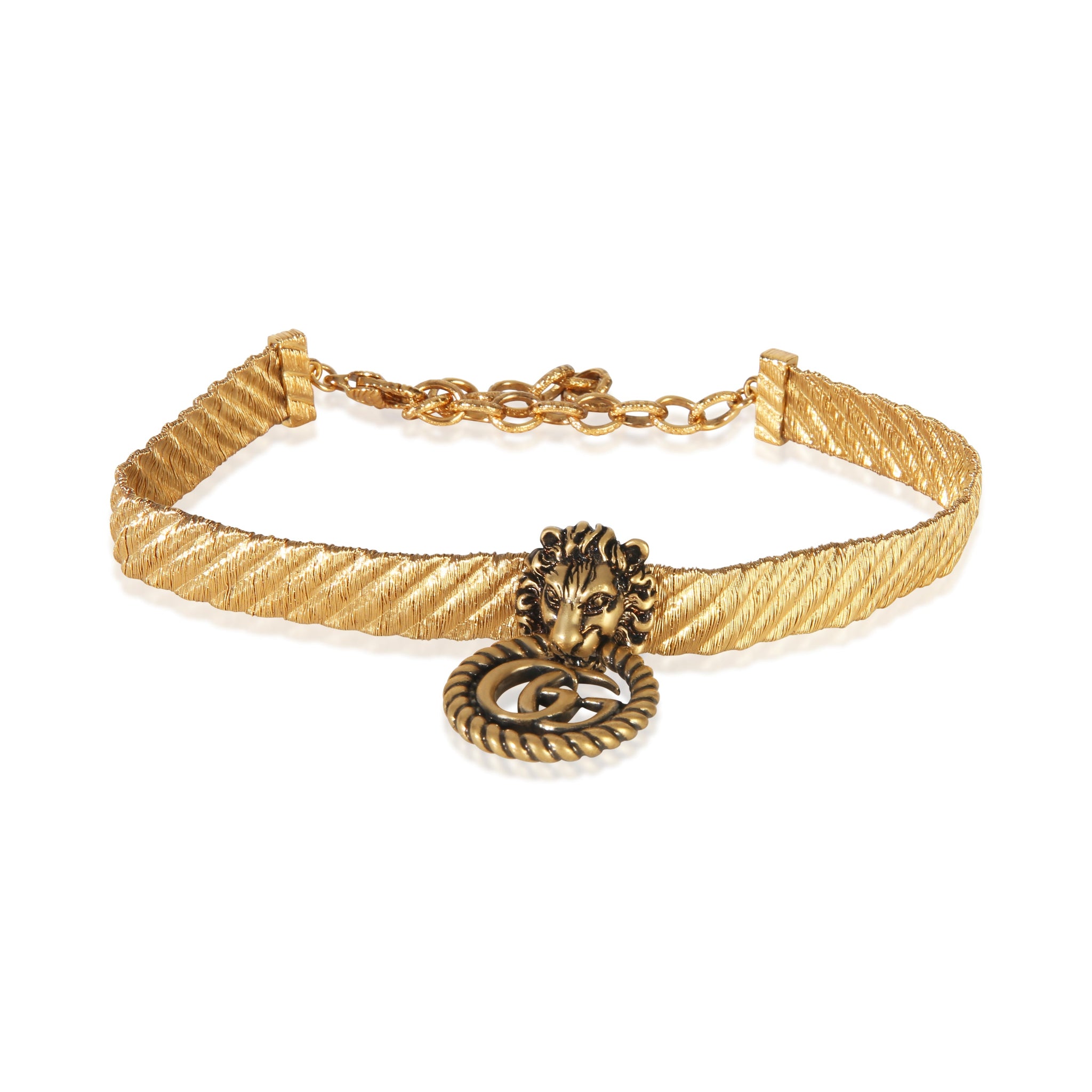 Gold-Plated Lion Head Double G Choker Necklace